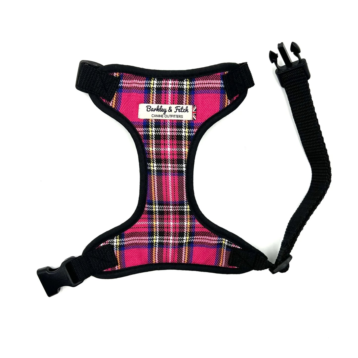 Bright Pink Tartan dog harness