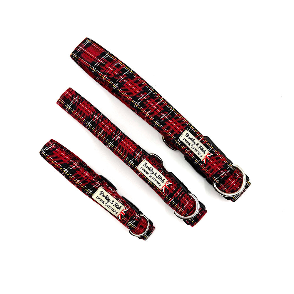 Red Tartan dog collar