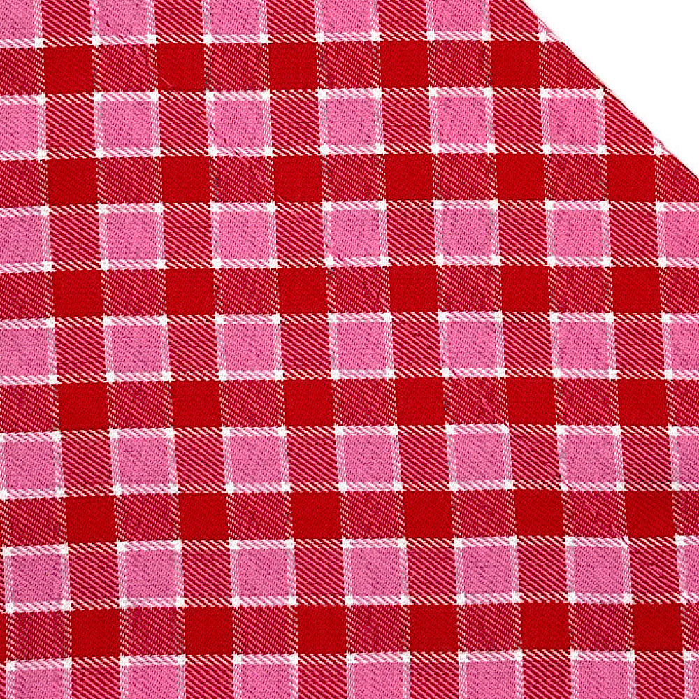 Pink & Red Tartan dog collar