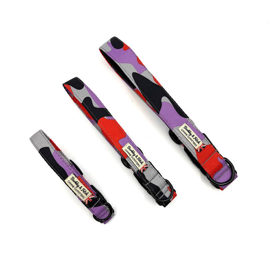 Lavender & Red Camo Print dog collar