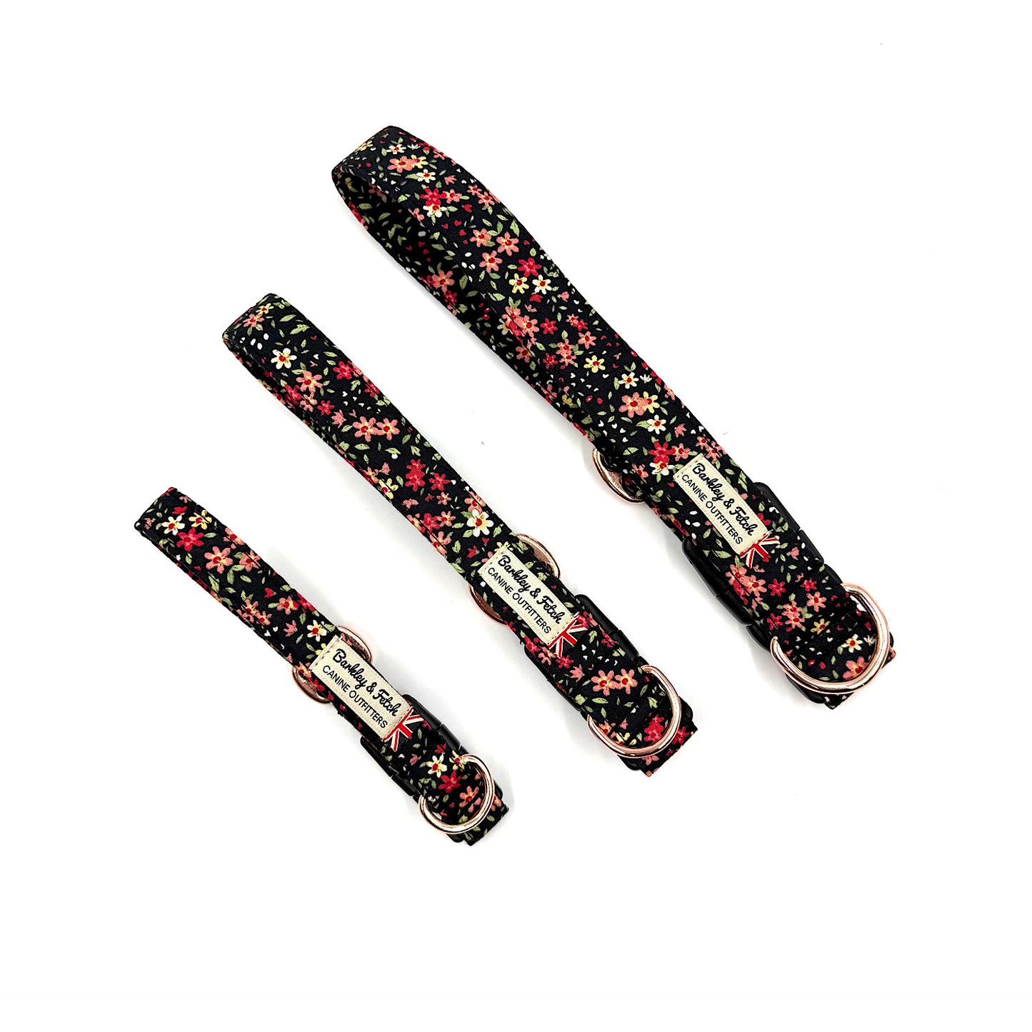 Black Ditsy Floral Print dog collar