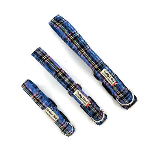 Blue Tartan dog collar