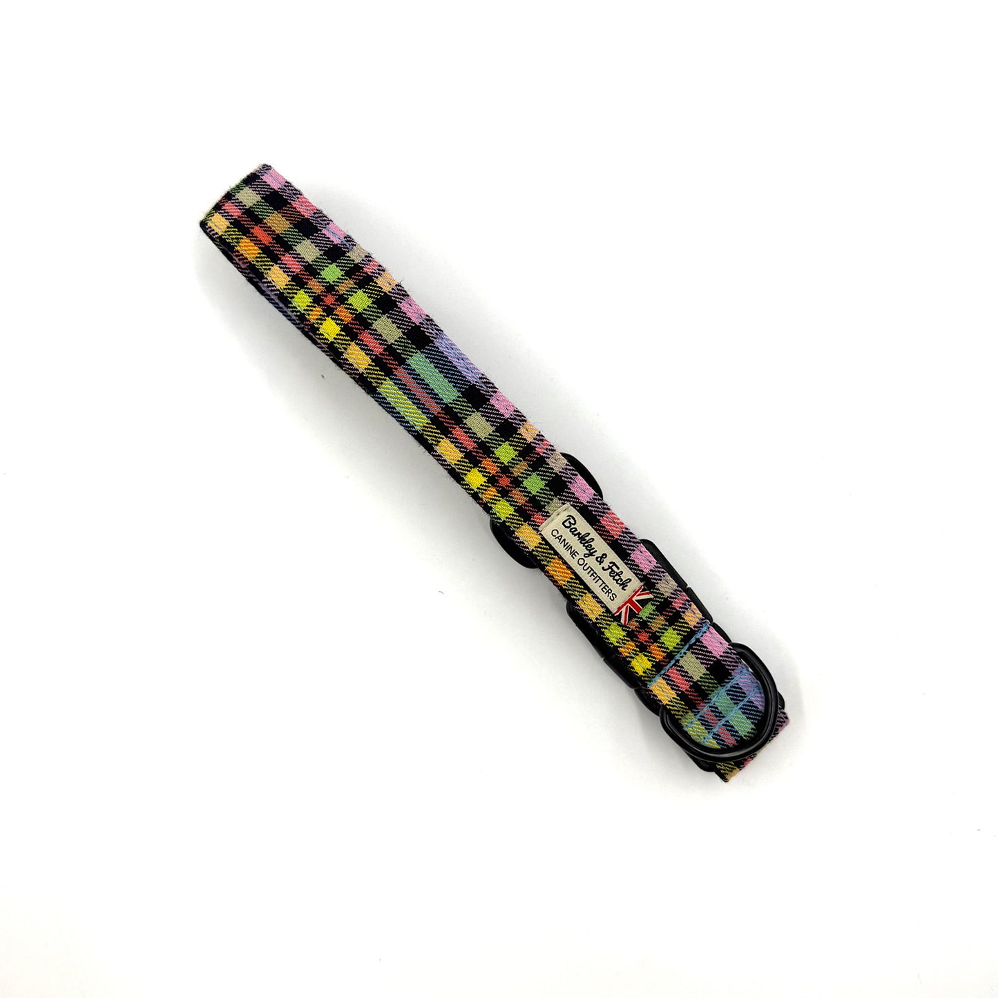 Pastel Rainbow Check dog collar