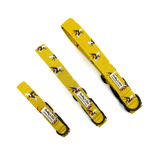 Bee Print dog collar - yellow
