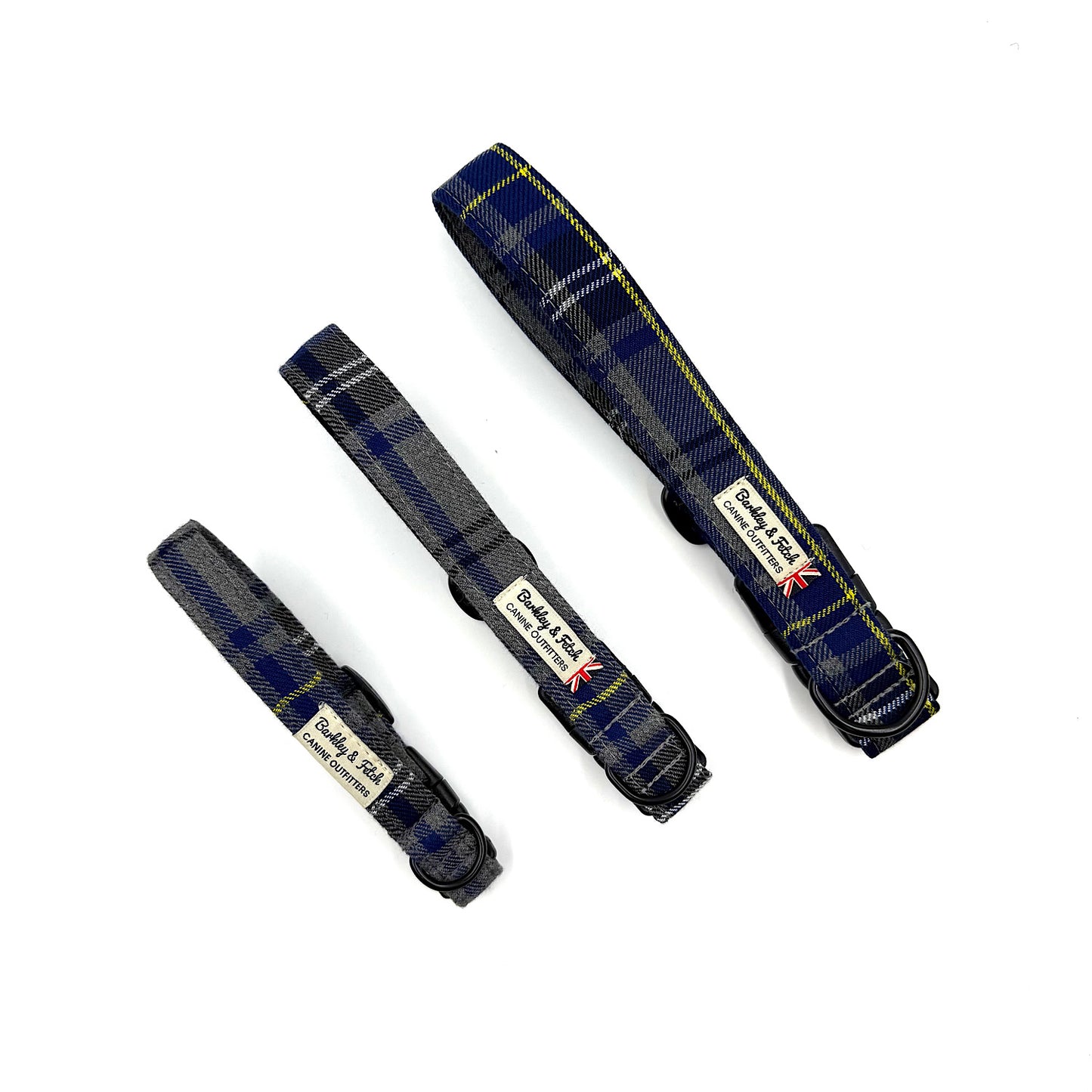 Navy & Grey Tartan dog collar