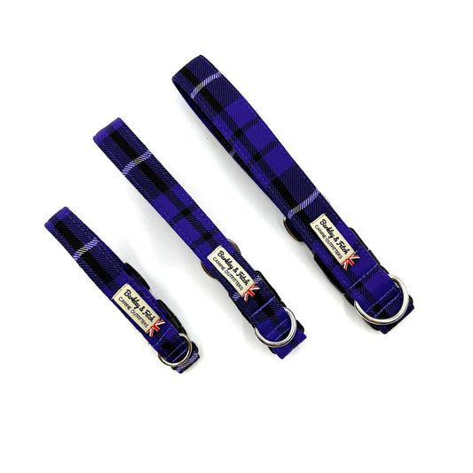 Purple Tartan dog collar
