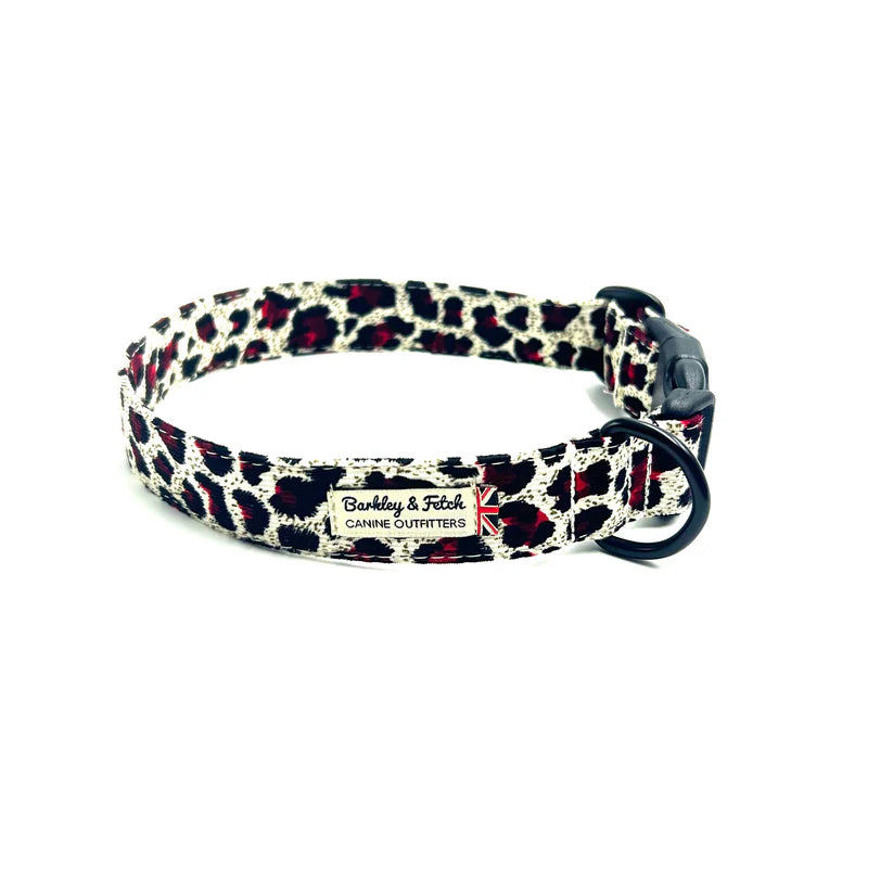 Red Leopard Print dog collar