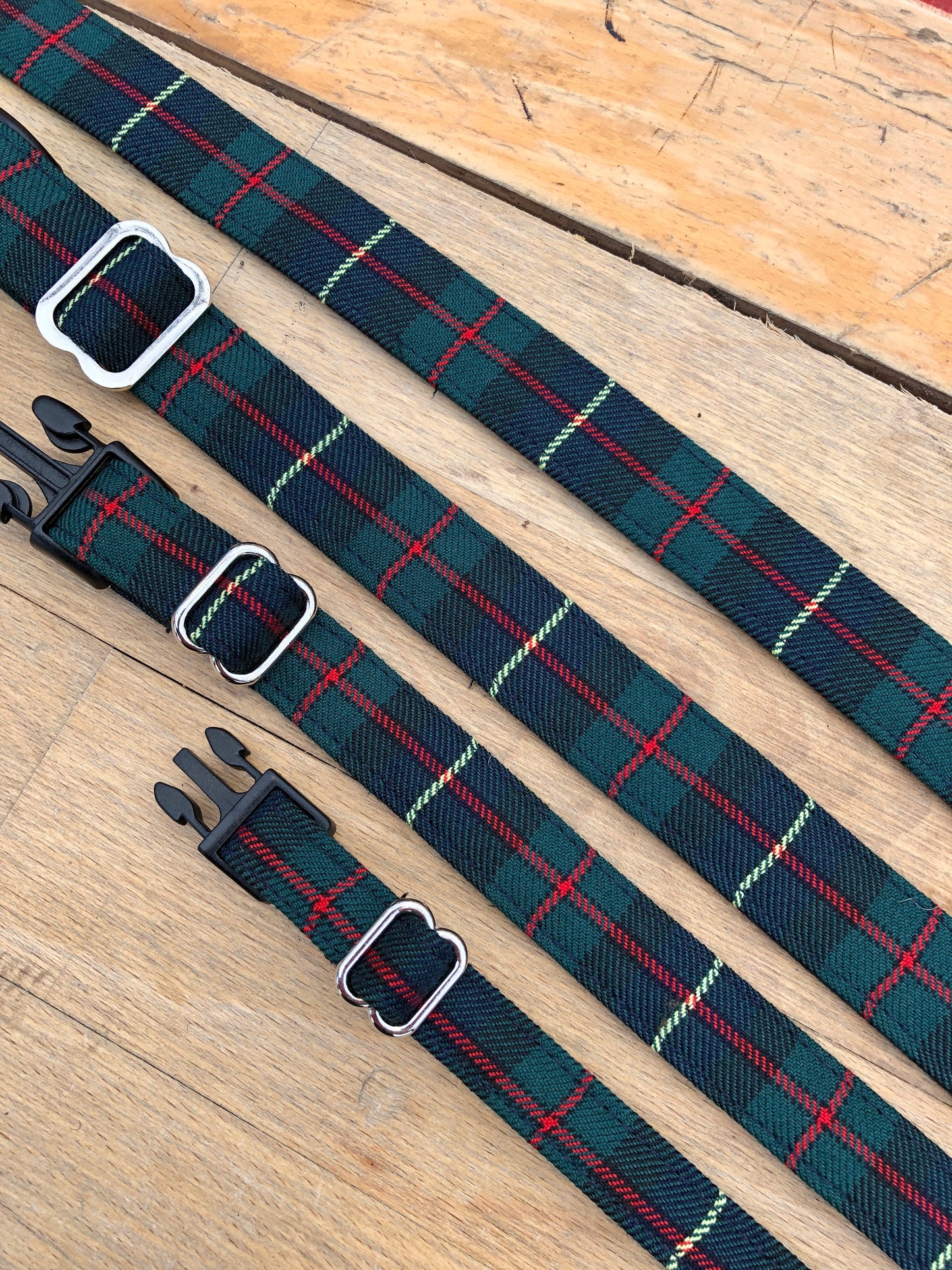 Green & Navy Tartan dog collar
