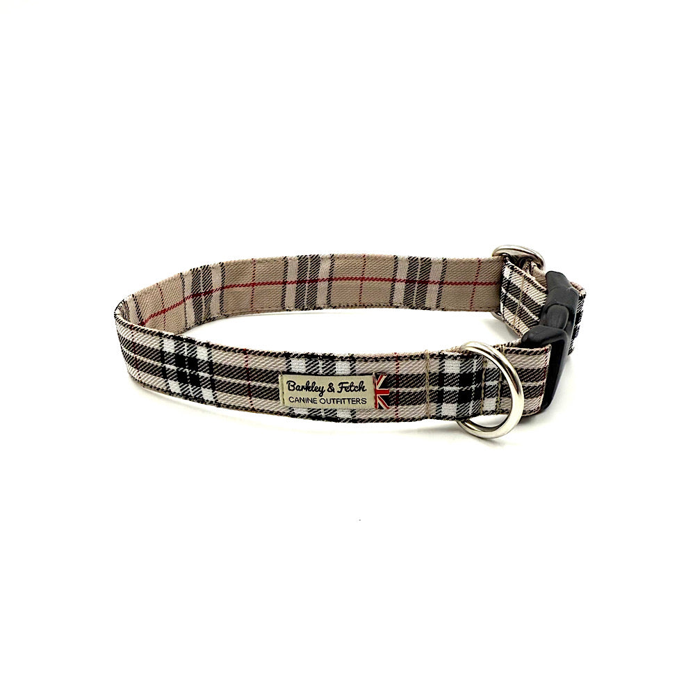 Caramel Tartan dog collar