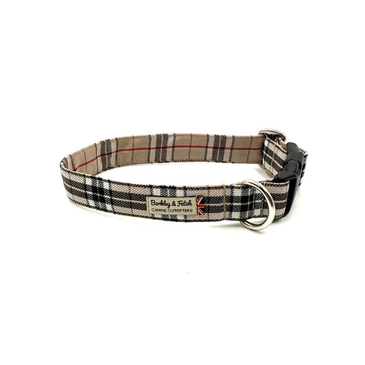 Caramel Tartan dog collar