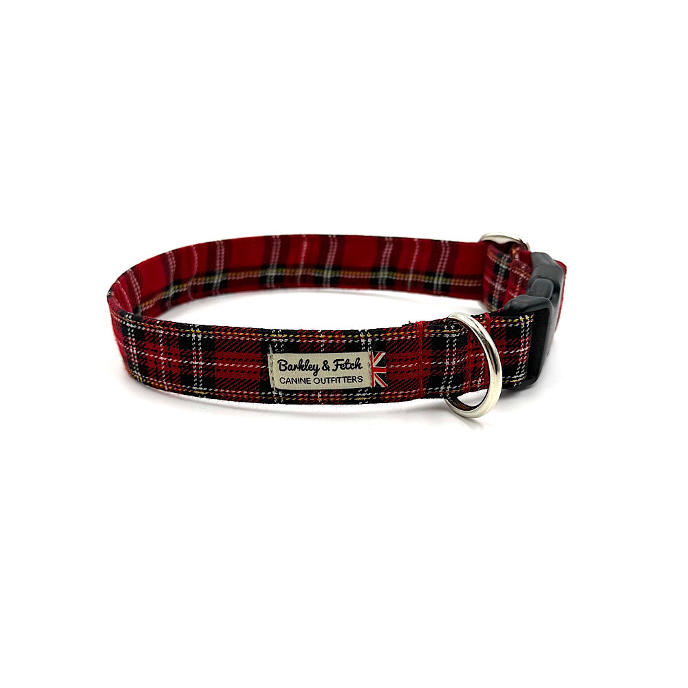 Red Tartan dog collar