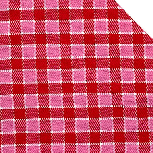 Pink & Red Tartan dog collar