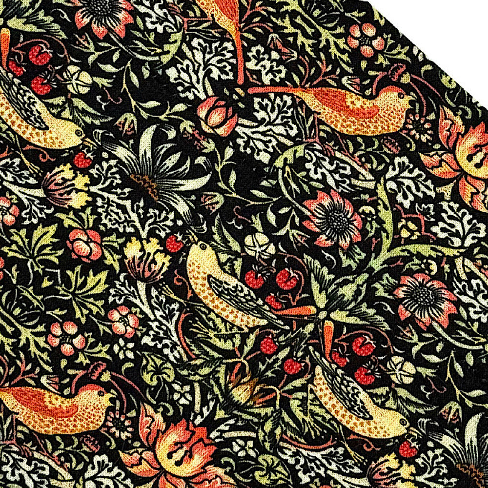 Black Strawberry Thief Print dog collar