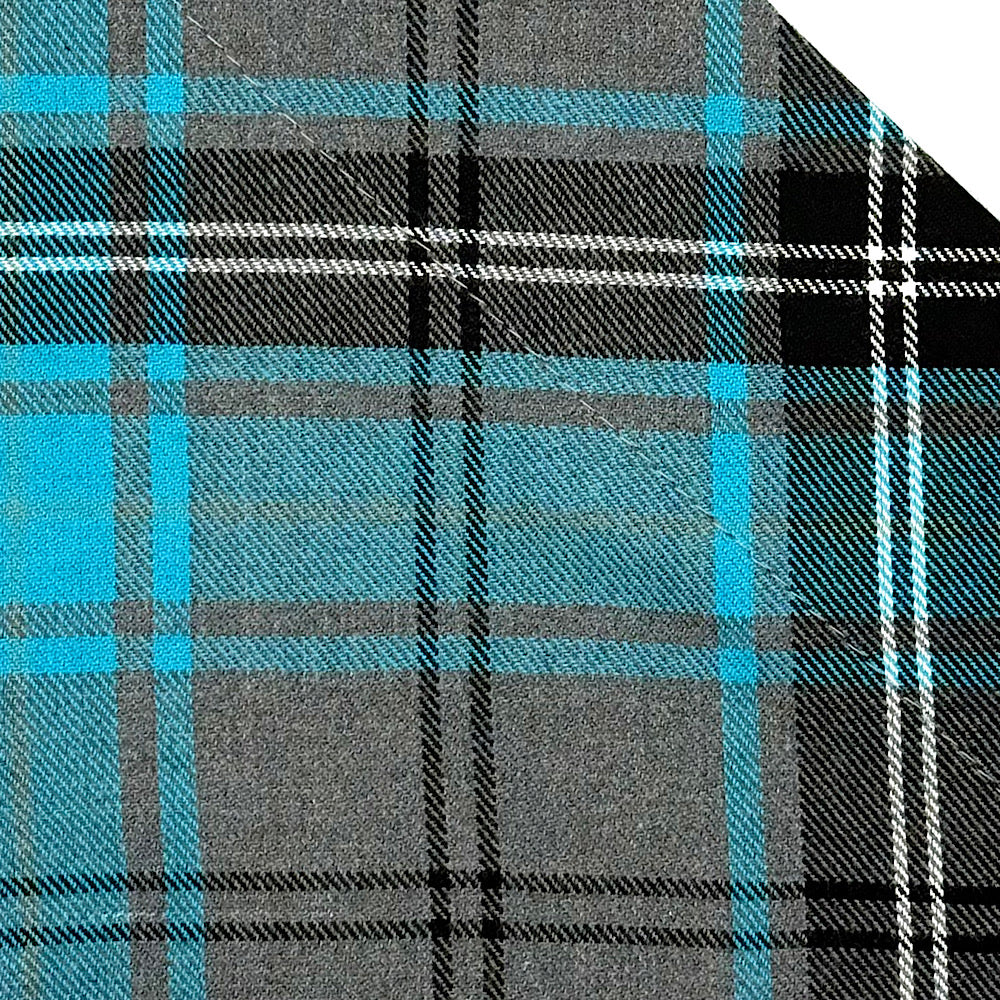 Turquoise & Grey Tartan dog collar