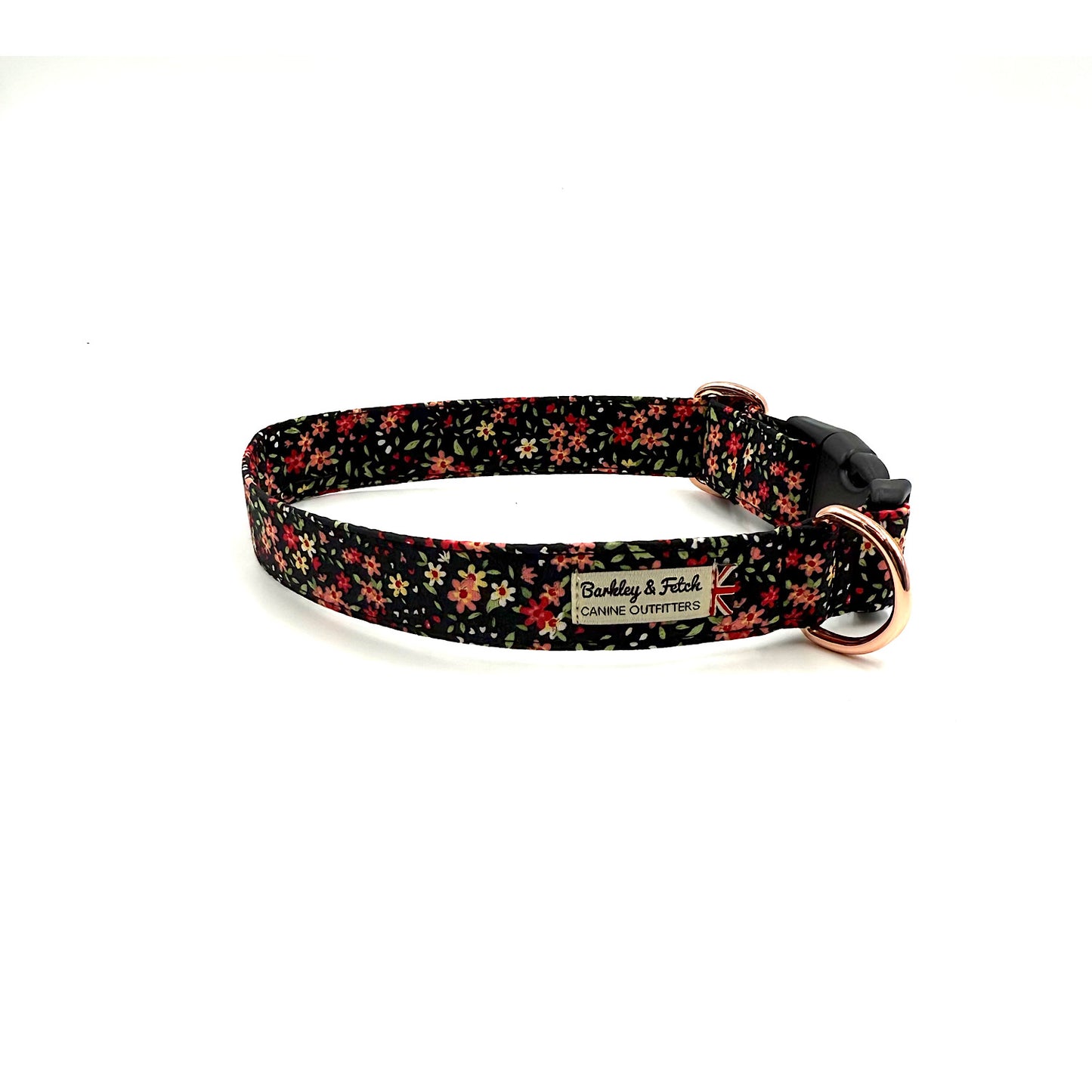 Black Ditsy Floral Print dog collar