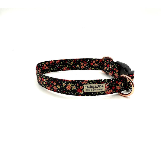 Black Ditsy Floral Print dog collar