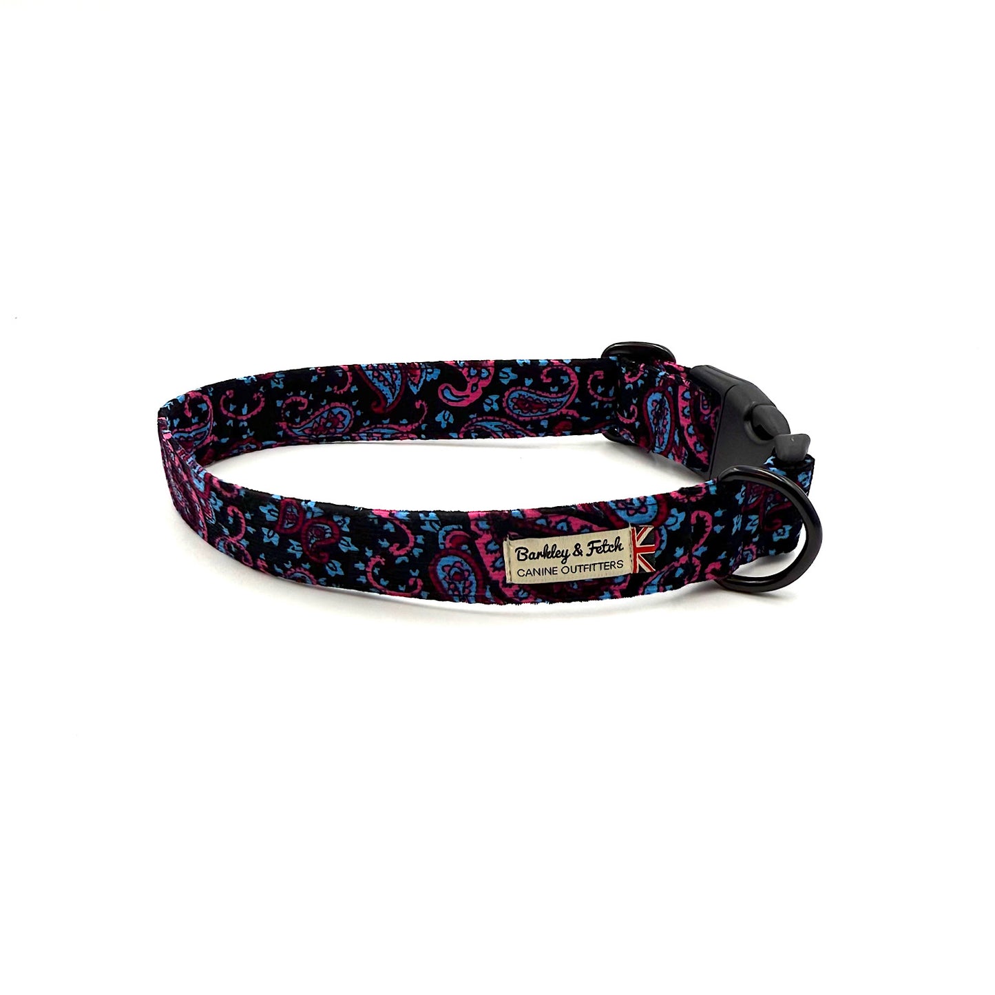 Blue Paisley Corduroy dog collar