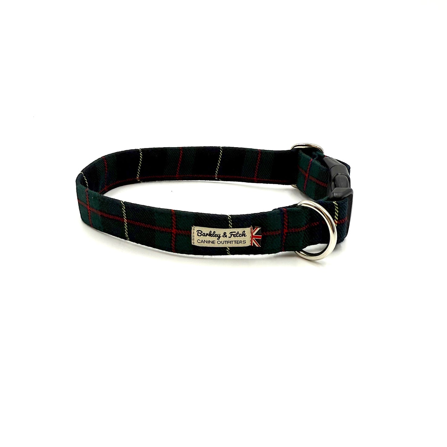 Green & Navy Tartan dog collar