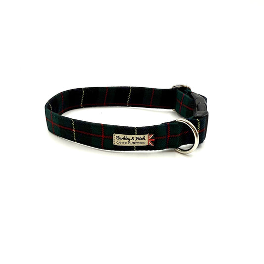 Green & Navy Tartan dog collar