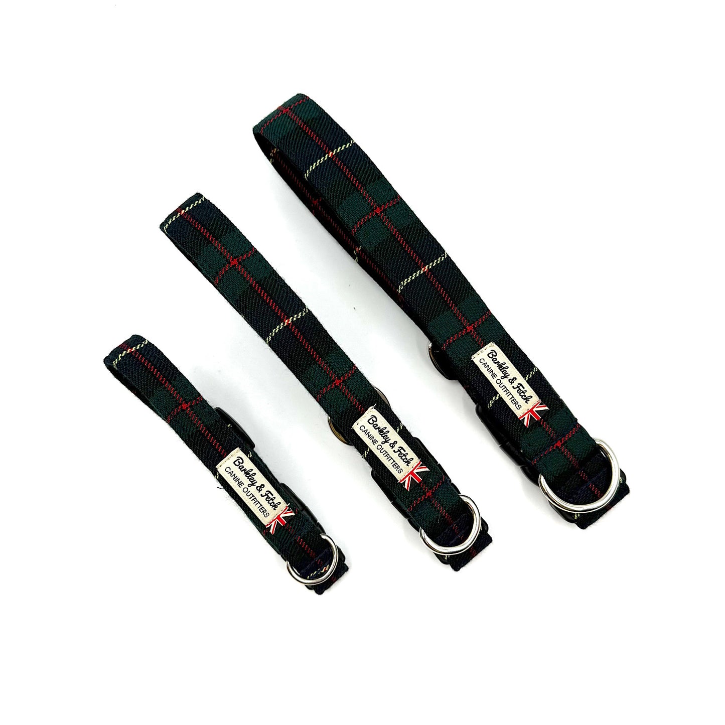 Green & Navy Tartan dog collar