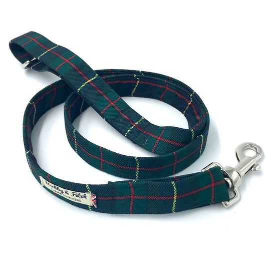 Green & Navy Tartan dog lead