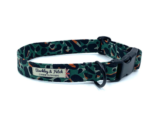 Green Leopard Print dog collar