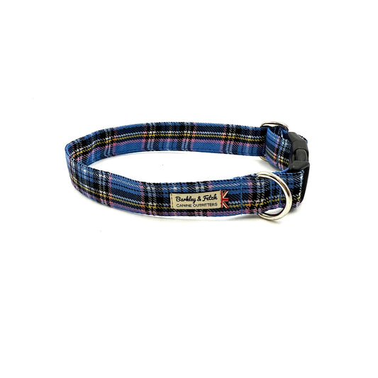 Blue Tartan dog collar