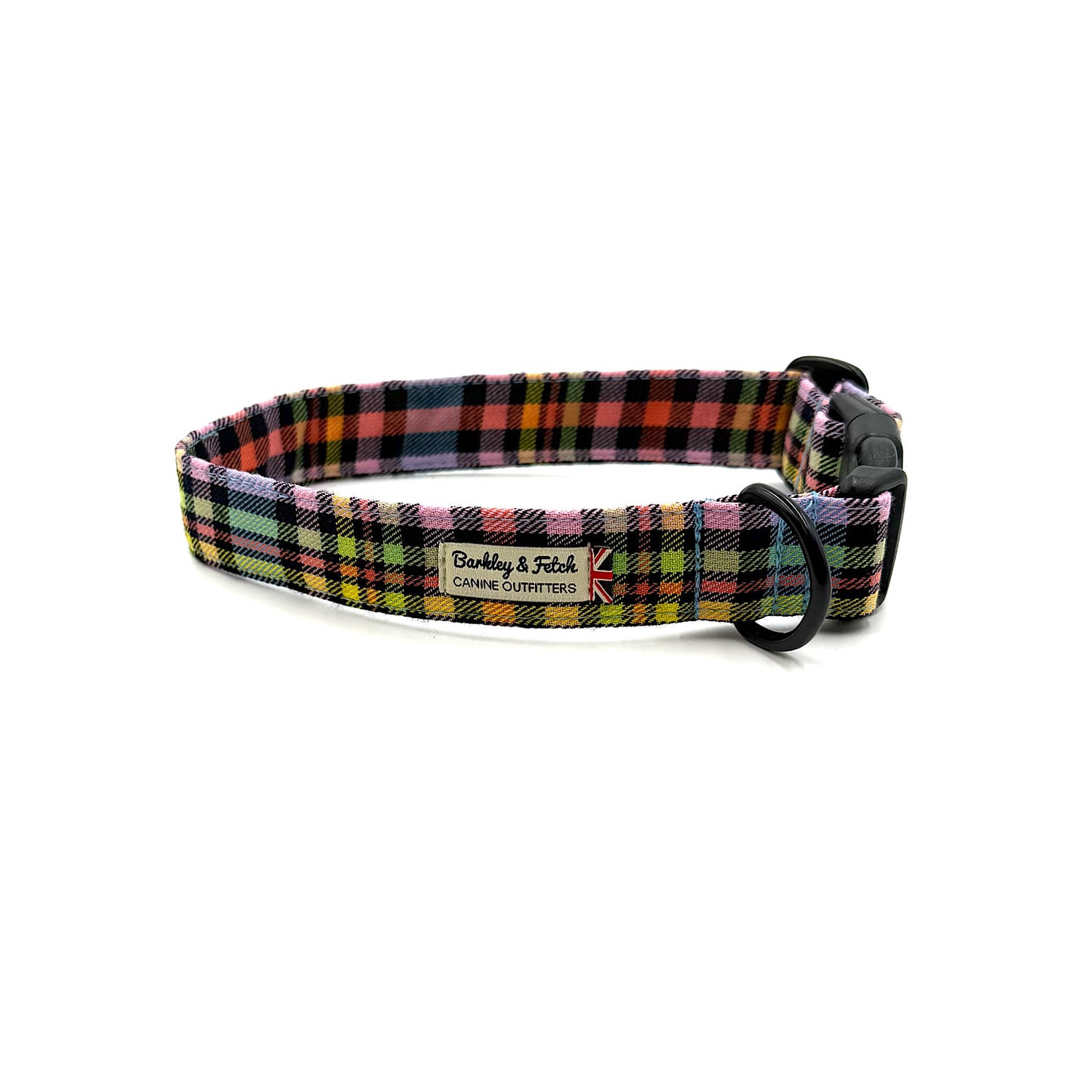 Pastel Rainbow Check dog collar