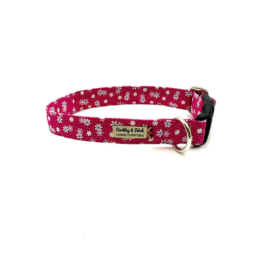 Hot Pink Floral Print dog collar