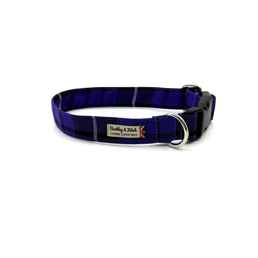 Purple Tartan dog collar