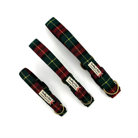 Red & Green Tartan dog collar