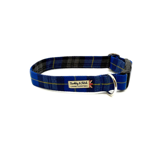 Royal Blue Tartan dog collar