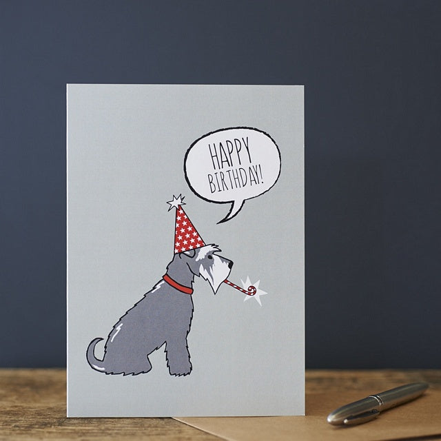 Schnauzer birthday card (grey)