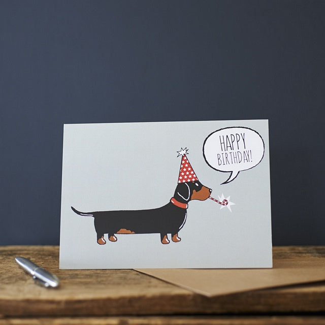 Dachshund Dog & Present Birthday Card - Oakhill Veterinary Group - Windermere Vets - View #3