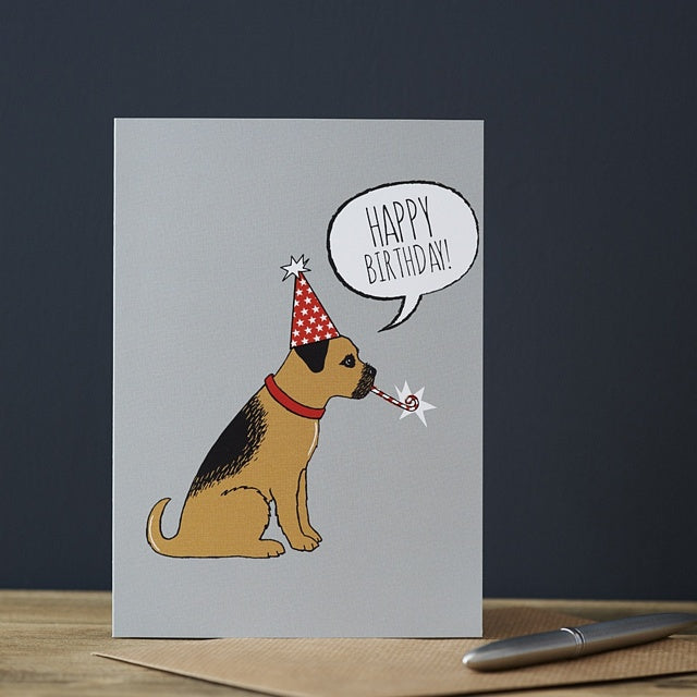 Border terrier birthday card