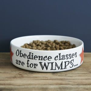 Obedience classes are for wimps, dog bowls
