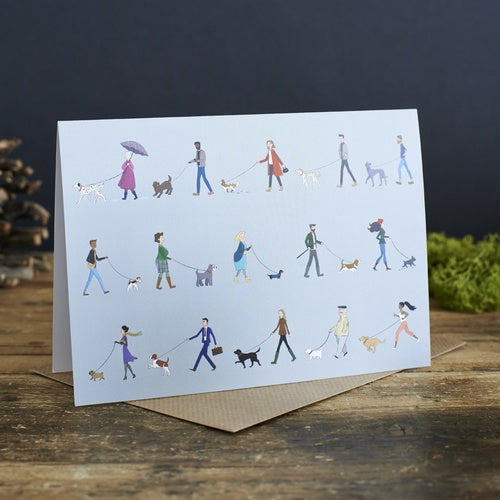 Dog walkers (blank) greetings card