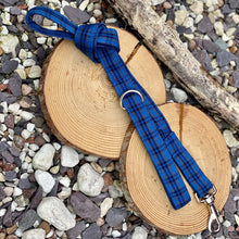 Load image into Gallery viewer, Blue/navy tartan collars &amp; lead