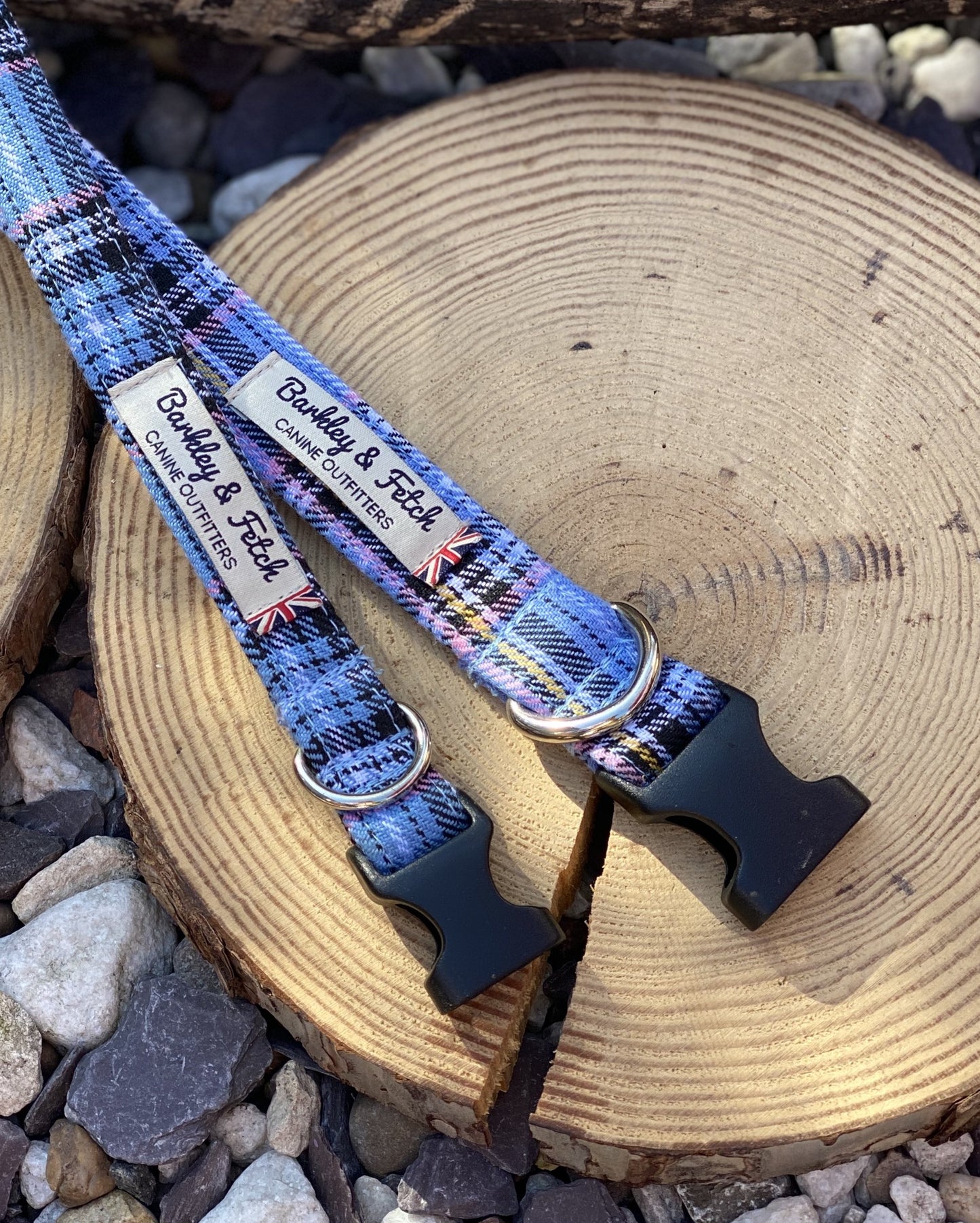 Blue Tartan dog collar