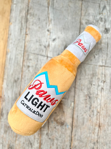 “Paws light” beer bottle plush toy