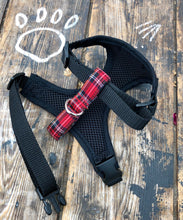 Load image into Gallery viewer, Handmade dog harness in classic red tartan