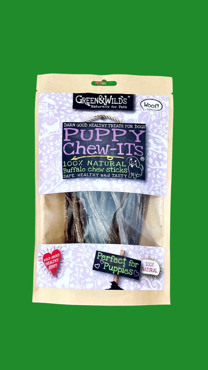 Green & Wild’s Puppy Chew-Its (buffalo chews)