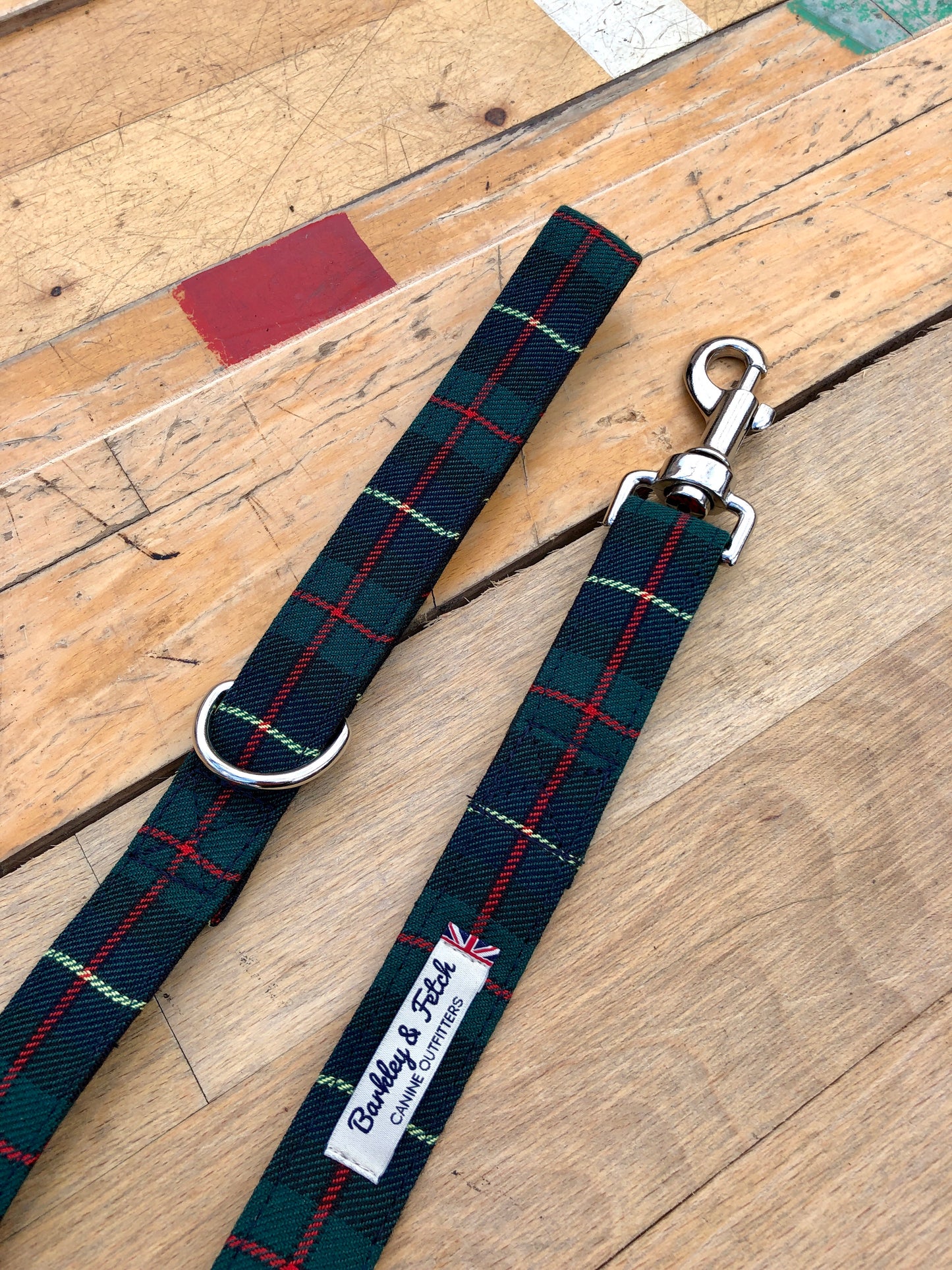 Green & Navy Tartan dog lead